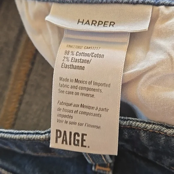 Paige Wide Leg Harper Jeans Womens Size 32 Dark Wash - Picture 7 of 12